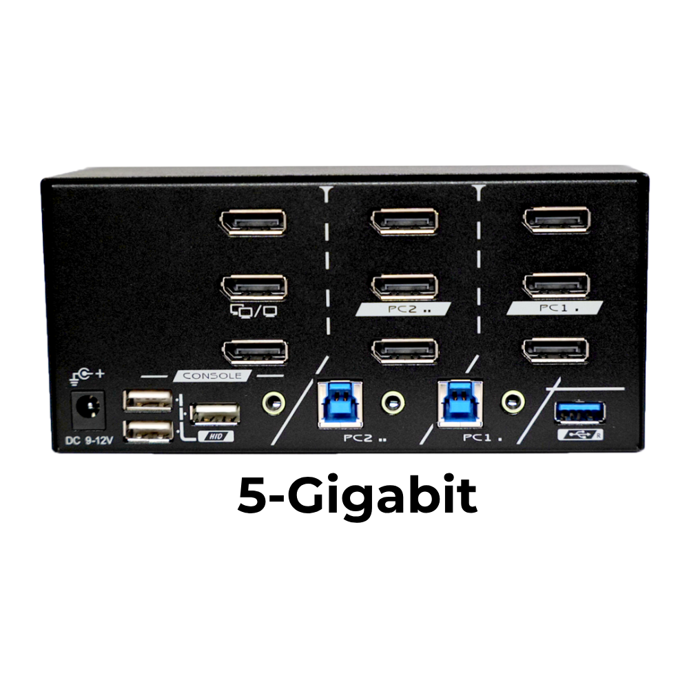 1.4 Display Port KVM Switch - Triple Monitor - Two Computer